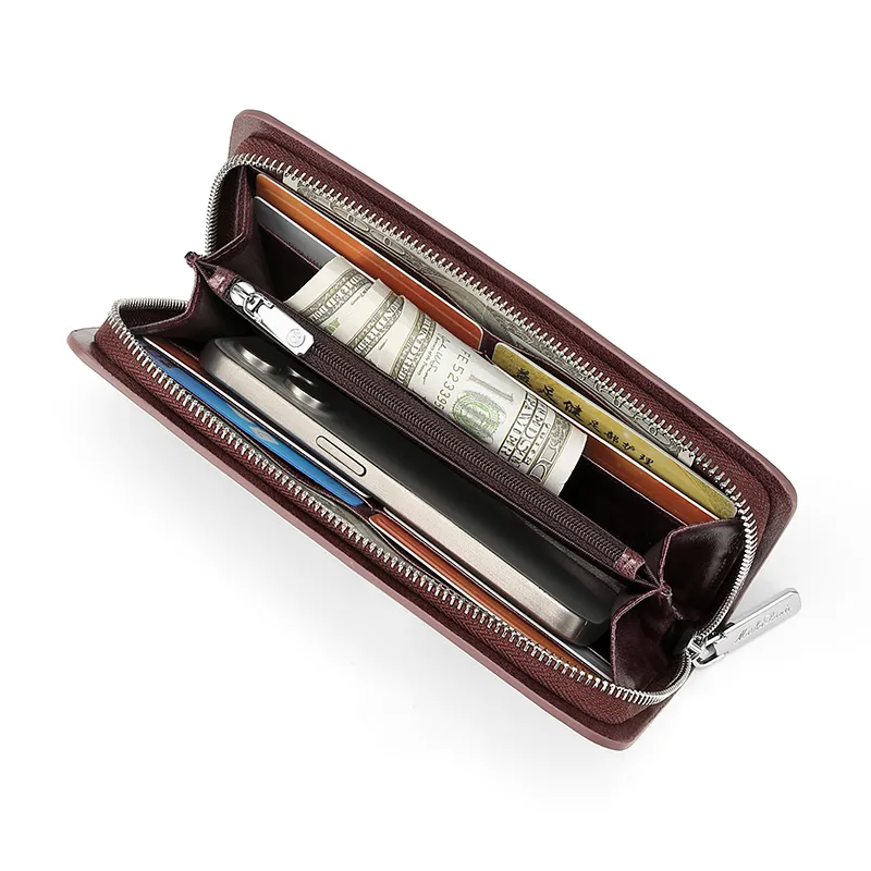 MashaLanti Microfiber Clutches Wallets Men's Vintage Coffee-2