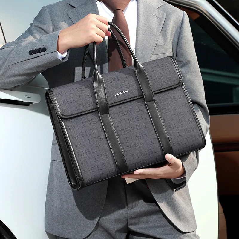 MashaLanti PVC With Synthetic Leather Handbag Regular Men's Dark Gray-4