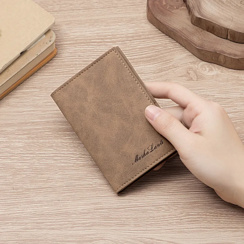 MashaLanti Synthetic Leather Card Holder Regular Men's Coffee/Smoke Gray-3