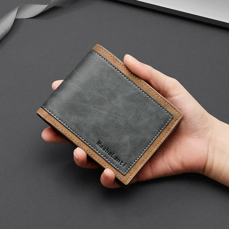MashaLanti Synthetic Leather Card Holder Wallet Regular Men's Gray With Coffee-7