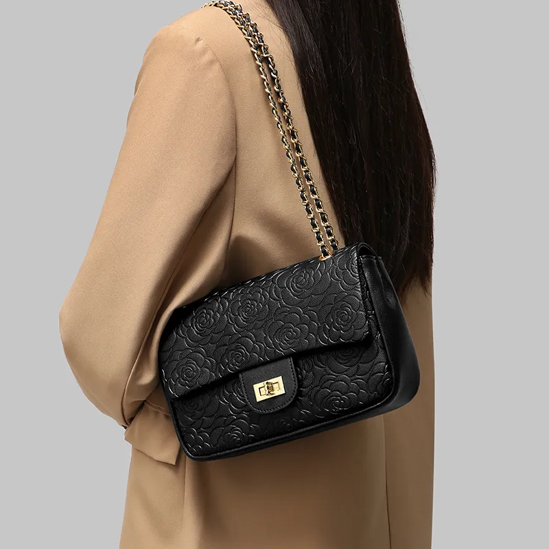 MashaLanti Cow Leather Patchwork Synthetic Leather Crossbody Bag Regular Women's Black-4
