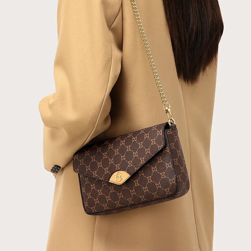 MashaLanti PVC Small Square Bag Underarm Shoulder Bag, Crossbody Bag Regular Women's Dark Brown-3