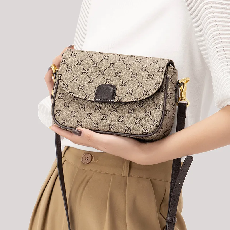 MashaLanti PVC Shoulder Bag Crossbody Bag Regular Unisex Coffee/Dark Brown & Apricot-5