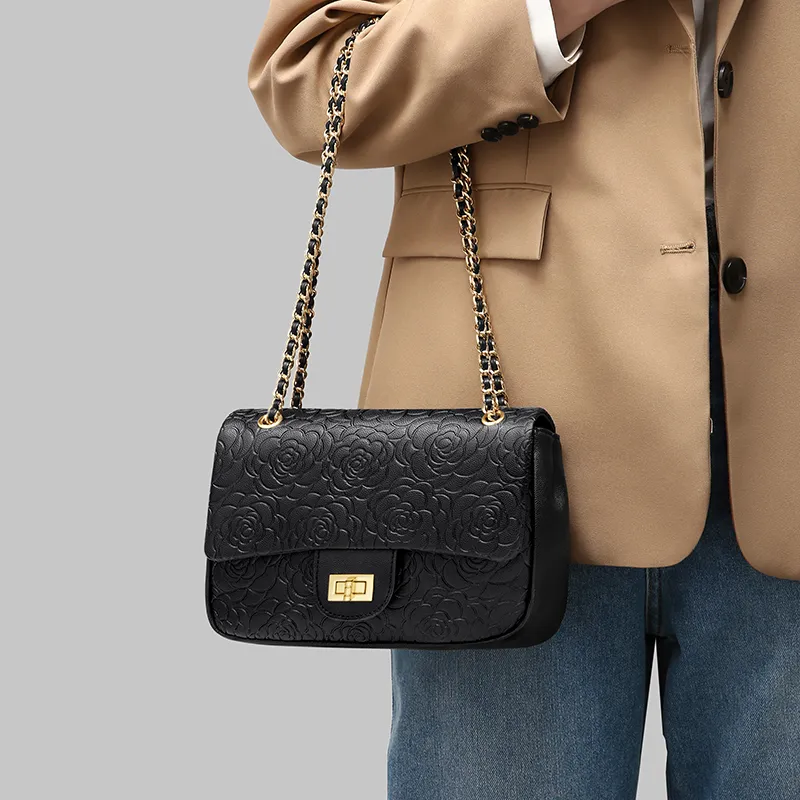 MashaLanti Cow Leather Patchwork Synthetic Leather Crossbody Bag Regular Women's Black-5