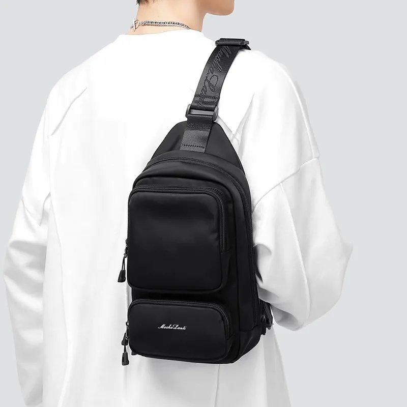 MashaLanti Oxford One Shoulder Crossbody Sling Bags Men's Smoke Gray/Black-8