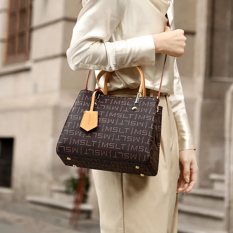 MashaLanti PVC Shoulder Bag Crossbody Bag Handbag Medium Size Women's Coffee & Apricot/Coffee & Red-5