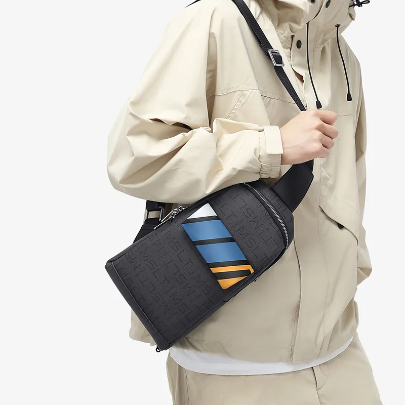 MashaLanti PVC With Microfiber Synthetic Leather Sling Bag Regular Men's Dark Gray-8