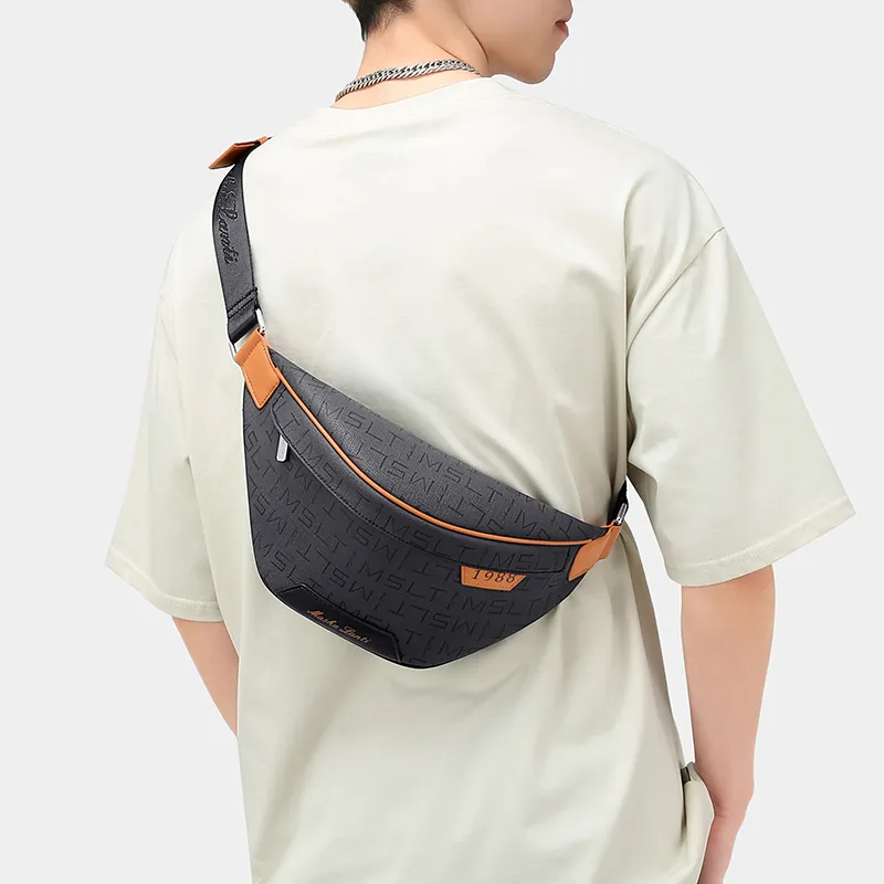 MashaLanti PVC With Synthetic Leather Fanny Pack Regular Men's Gray Blue-8