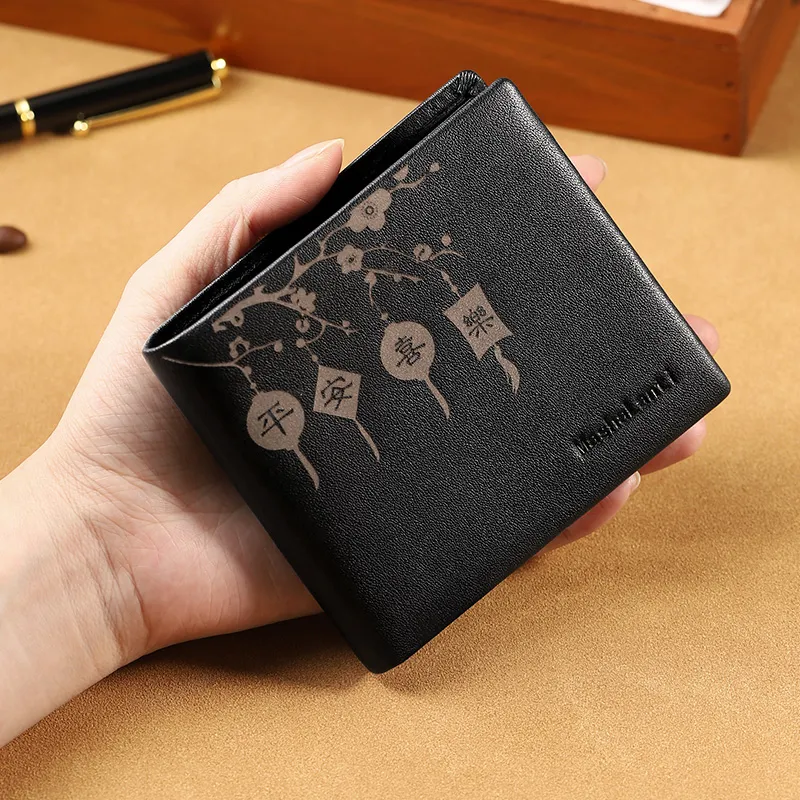 MashaLanti Cow Leather Patchwork Synthetic Leather Wallet Regular Men's Black-2
