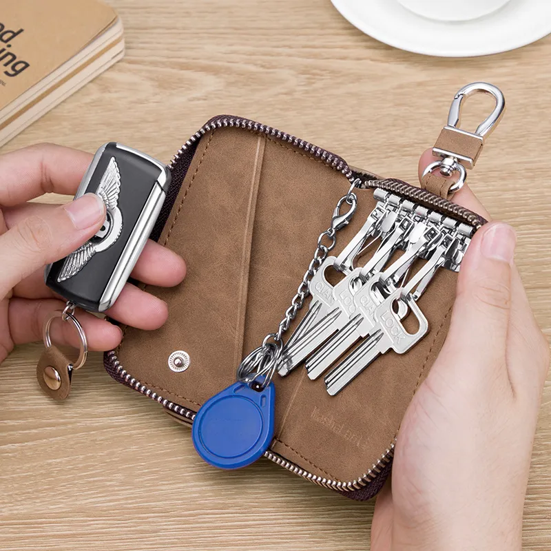 MashaLanti Microfiber Synthetic Leather Key Pouch Small Size Men's Coffee-7