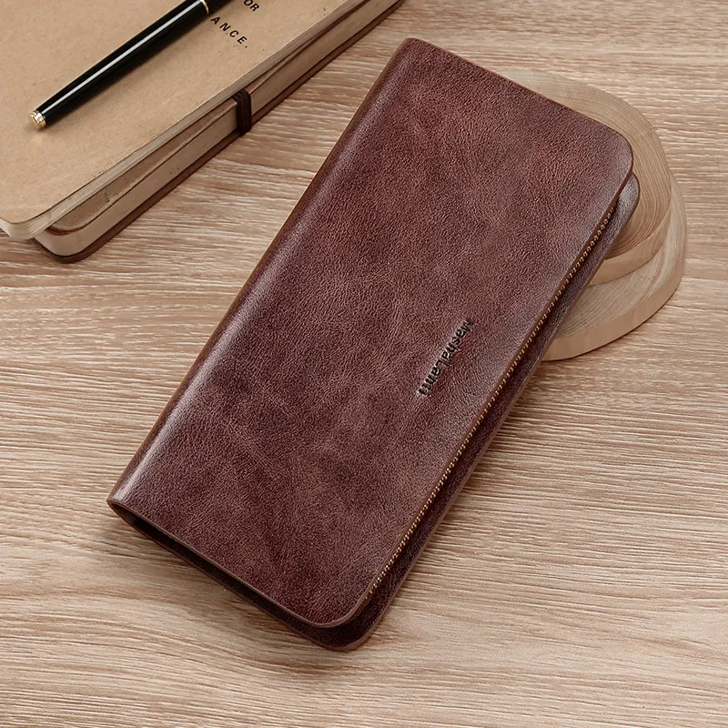 MashaLanti Microfiber Clutches Wallets Men's Vintage Coffee-4