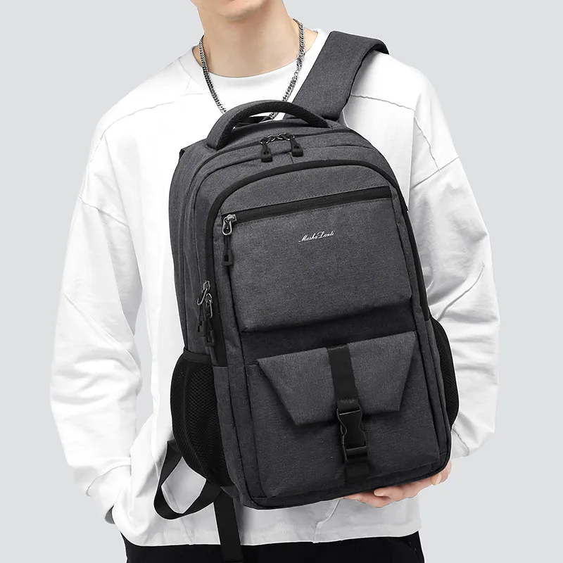 MashaLanti Fabric Backpack Large Size Men's Gray-9
