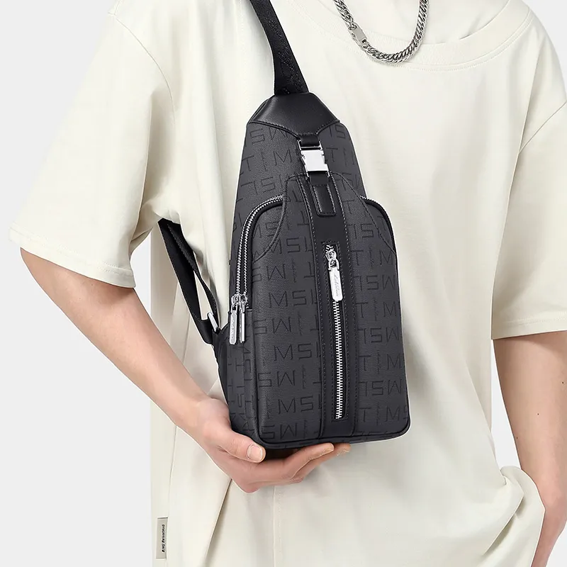 MashaLanti PVC Shoulder Bag Backpack Crossbody Bag Sling Bag Regular Men's Gray-4