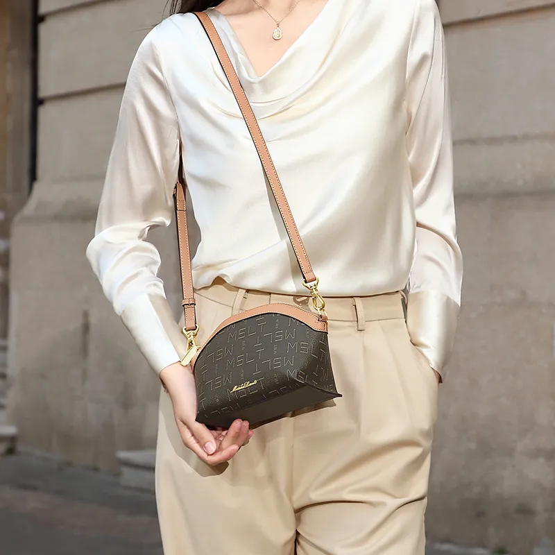 MashaLanti PVC Synthetic Leather Shoulder Bag Dome Bag Crossbody Bag Women's Coffee & Tea Brown-3