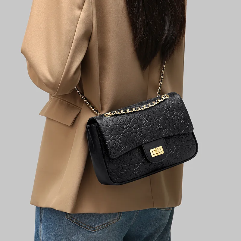 MashaLanti Cow Leather Patchwork Synthetic Leather Crossbody Bag Regular Women's Black-3
