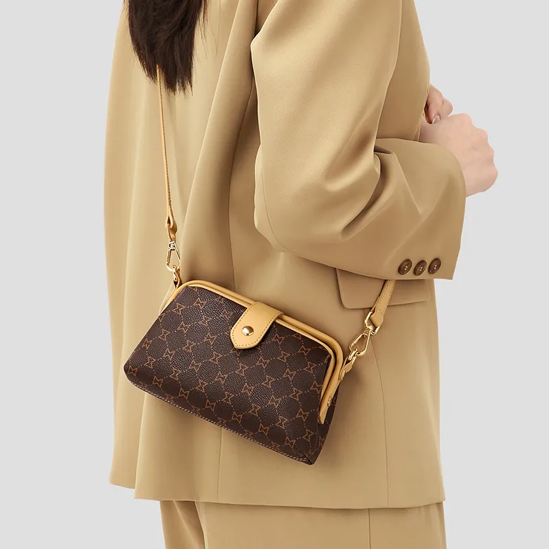 MashaLanti PVC And Synthetic Leather Crossbody Bags Shoulder Bags Women's Dark Brown & Apricot-7
