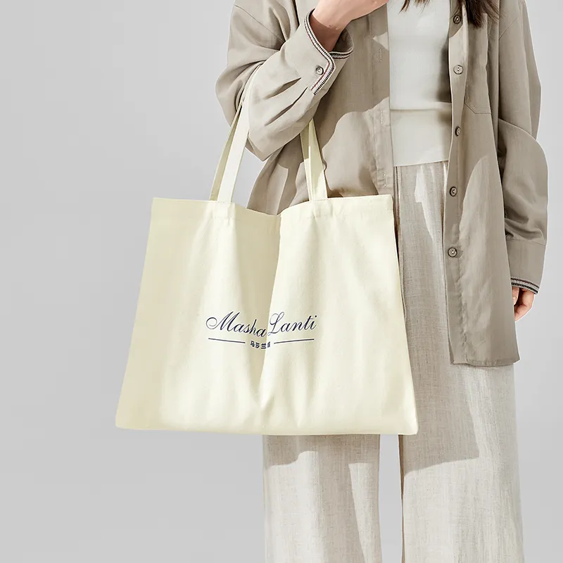 MashaLanti Polyester Cotton Blend Tote Bag, Shopping Bag, Handbag, Shoulder Bag Women's Ecru-4