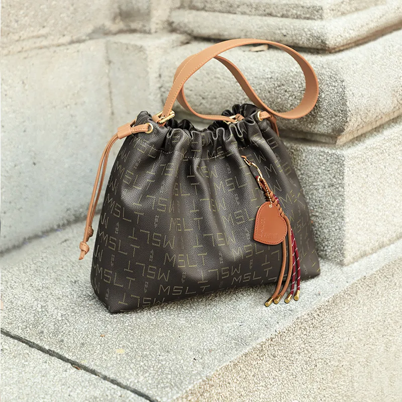 MashaLanti PVC Synthetic Leather Shoulder Bag Regular Women's Coffee & Brown-5