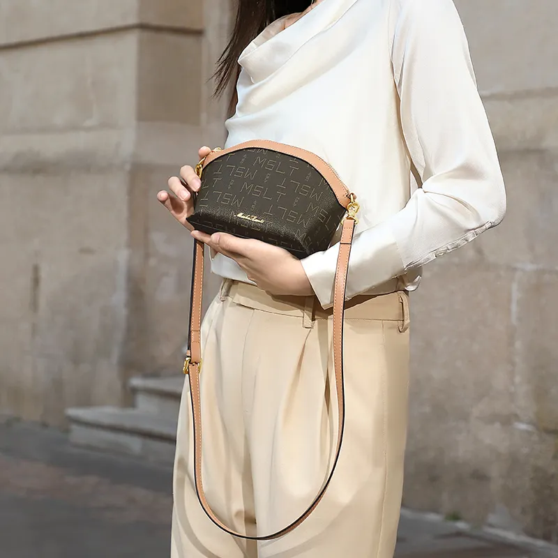 MashaLanti PVC Synthetic Leather Shoulder Bag Dome Bag Crossbody Bag Women's Coffee & Tea Brown-1