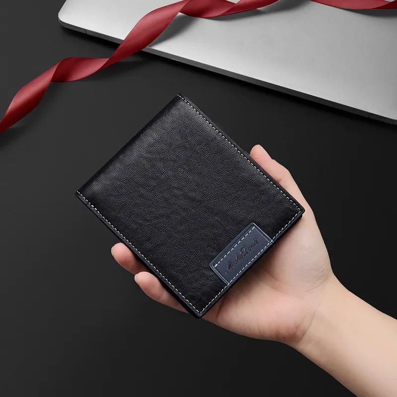 MashaLanti Top Grain Cow Leather Card Holder Wallet Regular Men's Black-22