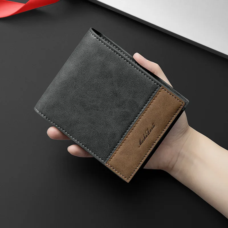MashaLanti Synthetic Leather Coin Purse Card Holder Wallet Regular Men's Gray With Coffee/Coffee With Gray-7