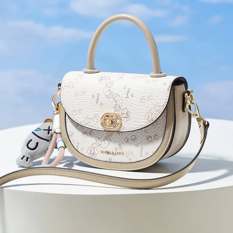 MashaLanti PVC Saddle Bag, Shoulder Bag, Crossbody Bag, Handbag Women's Apricot-7