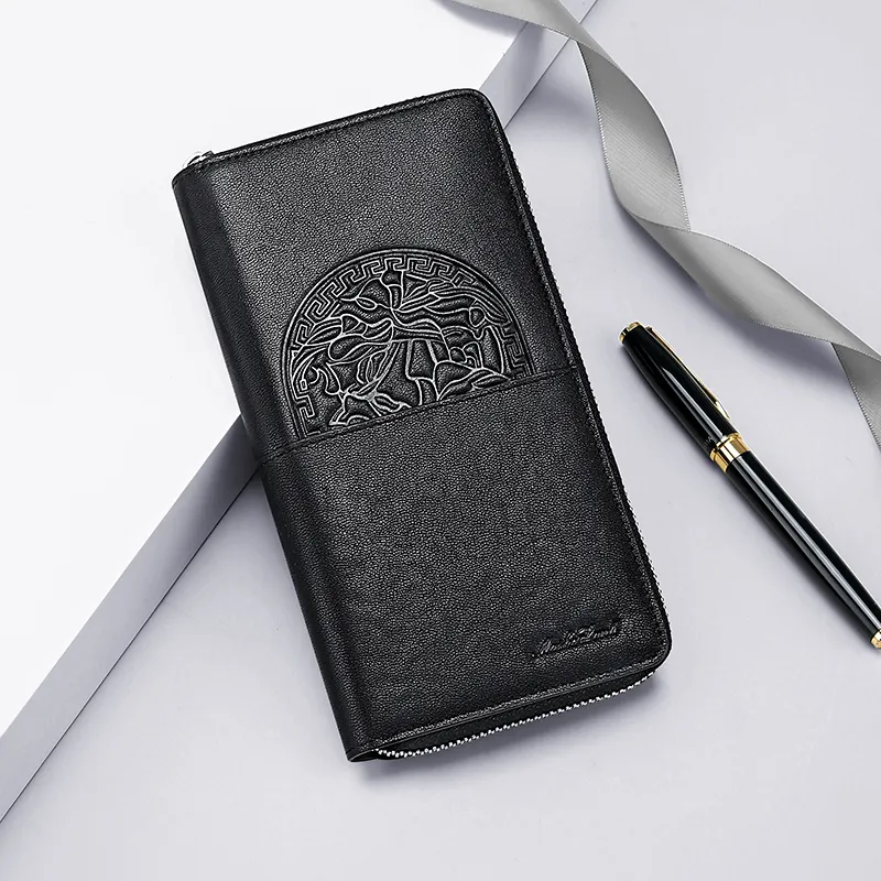 MashaLanti Top Grain Cow Leather Synthetic Leather Multiple Card Slots Card Holder Wallet Regular Men's Black-4