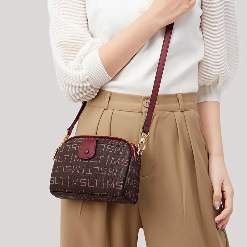 MashaLanti PVC Synthetic Leather Mom Bag Crossbody Bag Shoulder Bag Women's Burgundy-3