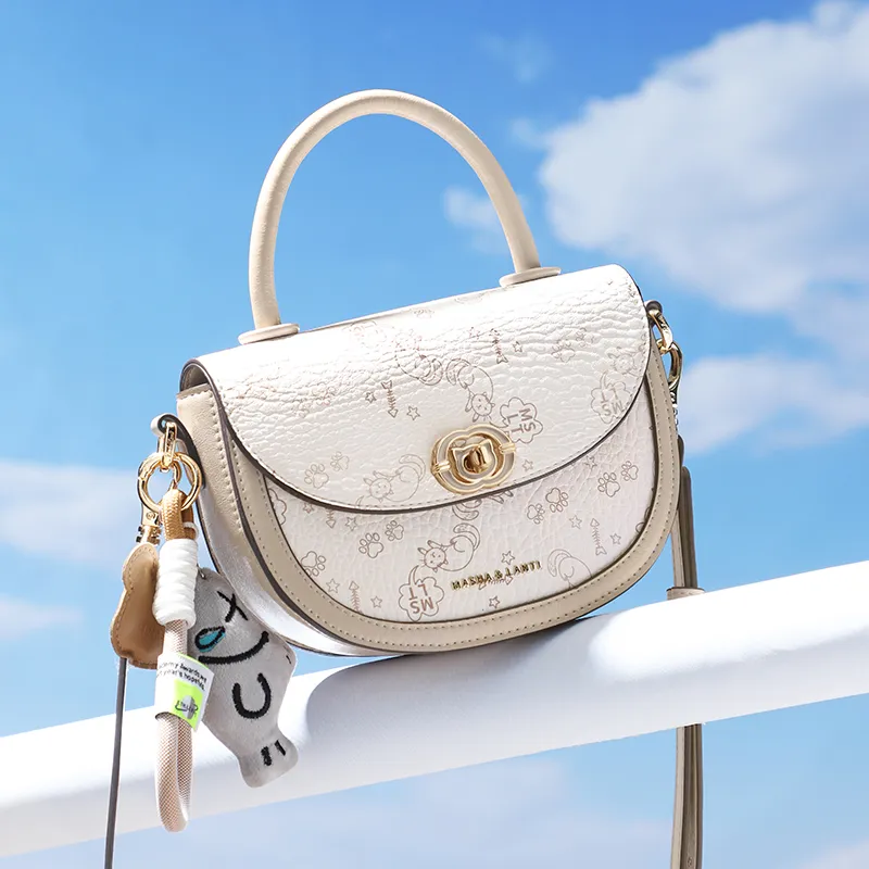 MashaLanti PVC Saddle Bag, Shoulder Bag, Crossbody Bag, Handbag Women's Apricot-4