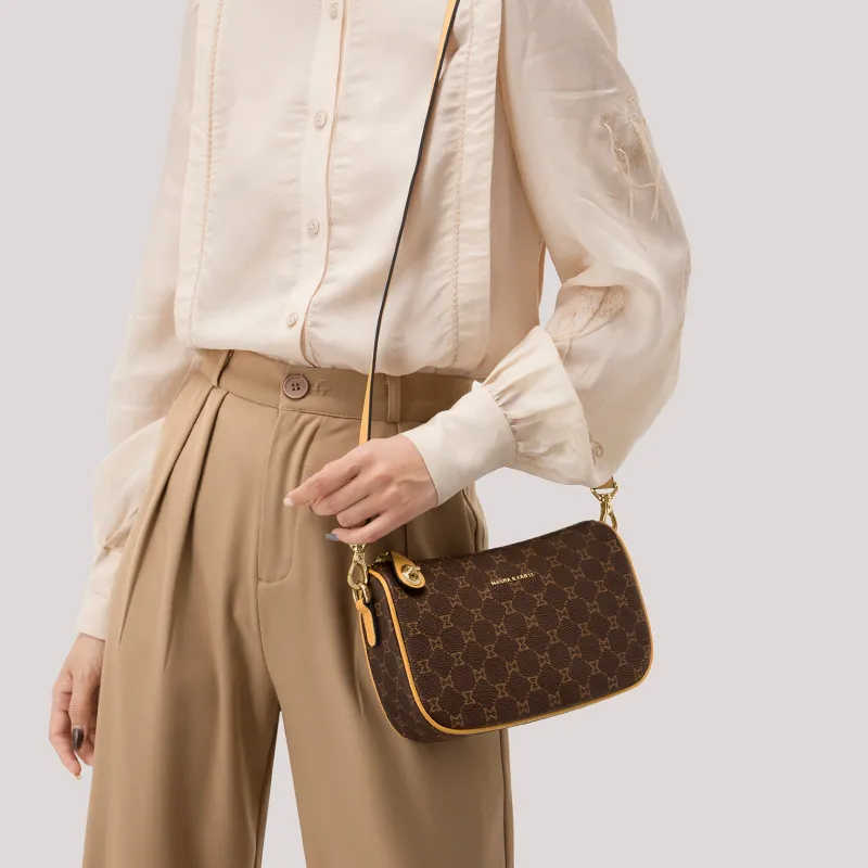 MashaLanti PVC Shoulder Bag Crossbody Bag Regular Women's Dark Brown & Apricot/Coffee/Blue/Pink-3