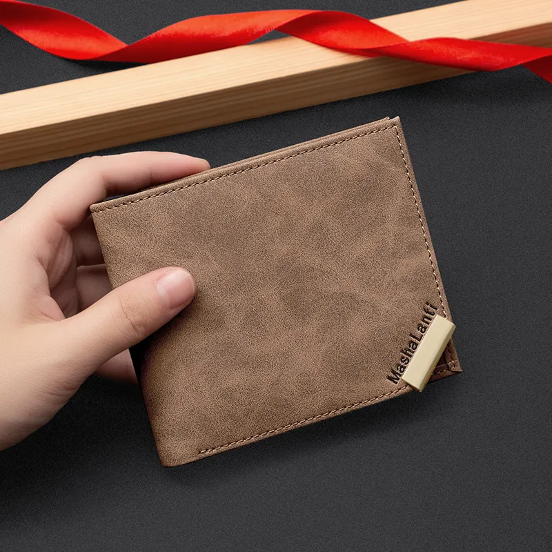 MashaLanti Microfiber Synthetic Leather Money Clip Card Holder Wallet Regular Men's Coffee-8