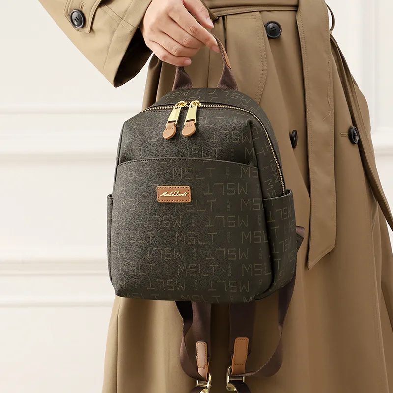 MashaLanti PVC And Synthetic Leather Backpack Women's Coffee With Tea-6