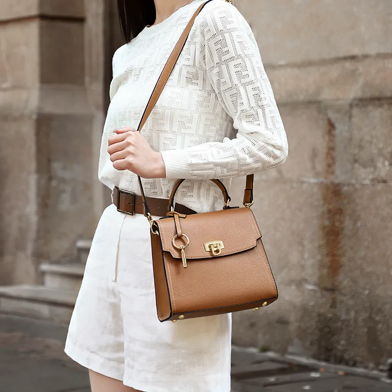 MashaLanti Cow Leather Synthetic Leather Mom Bag Crossbody Bag Shoulder Bag Handbag Regular Women's Brown-3