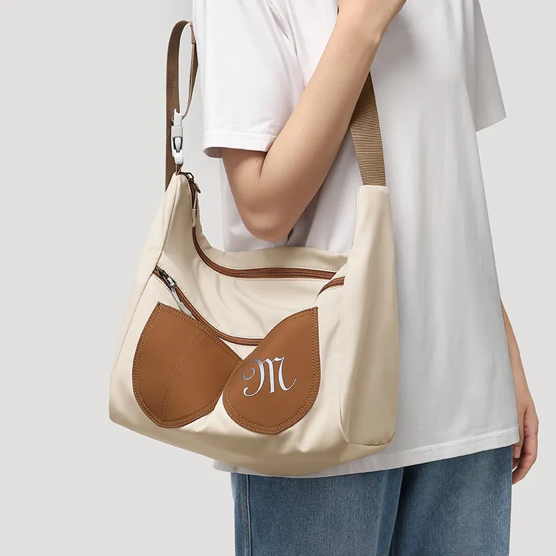 MashaLanti Nylon Fabric Crossbody Bags Shoulder Bags Unisex Apricot-4