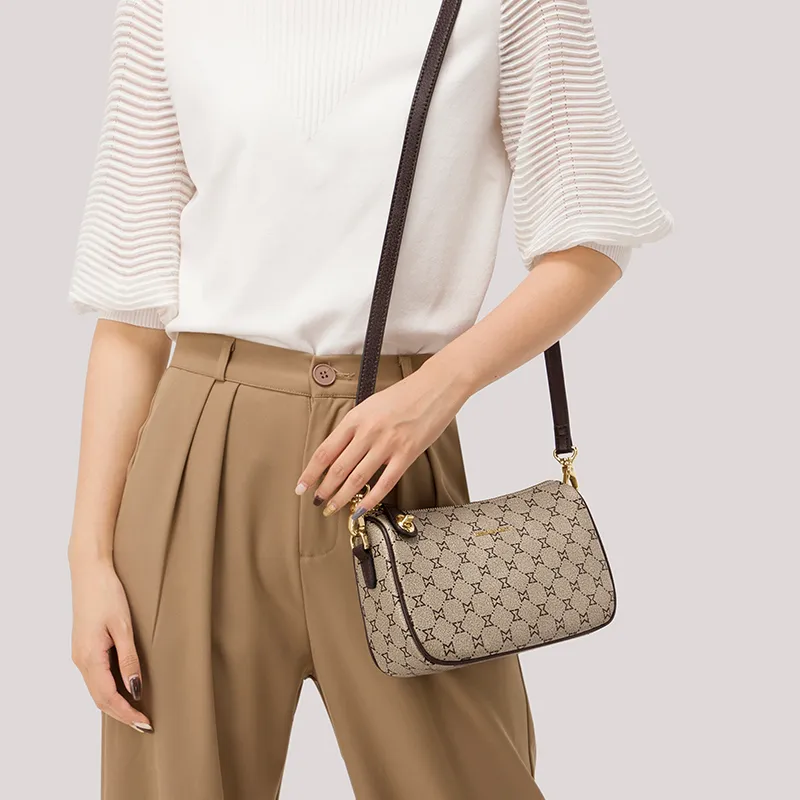 MashaLanti PVC Shoulder Bag Crossbody Bag Regular Women's Coffee/Dark Brown & Apricot-2