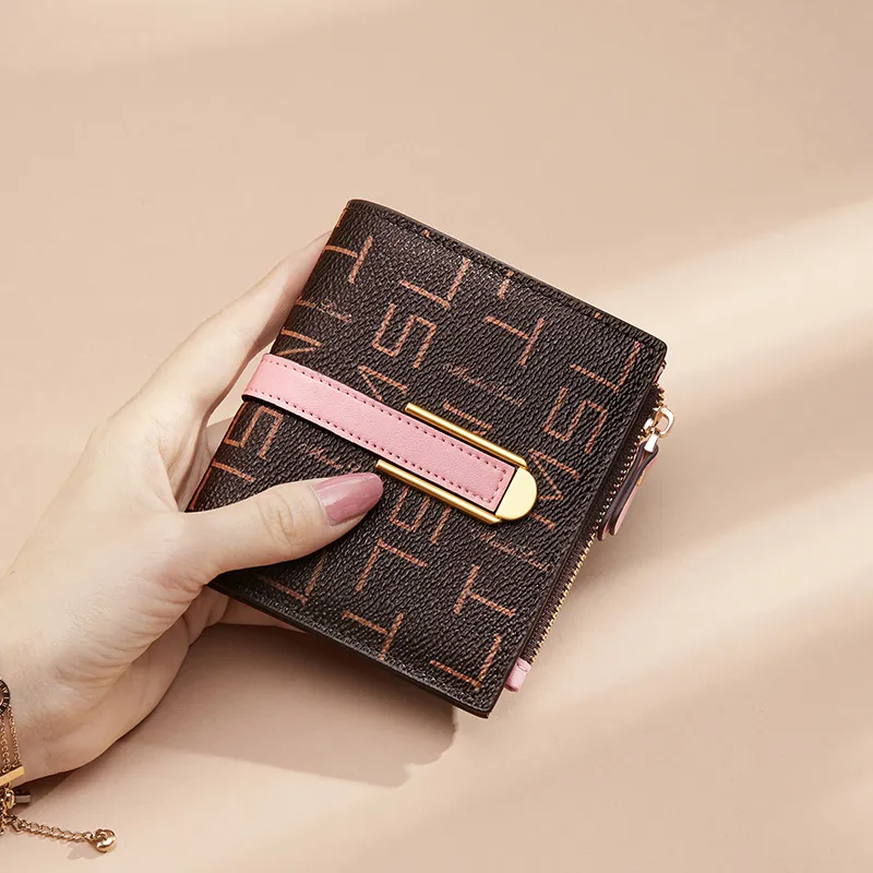 MashaLanti PVC With Microfiber Card Holder Wallet Regular Women's Coffee/Ecru & Pink-6