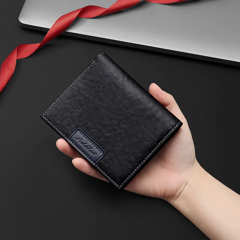 MashaLanti Top Grain Cow Leather Card Holder Wallet Regular Men's Black-14