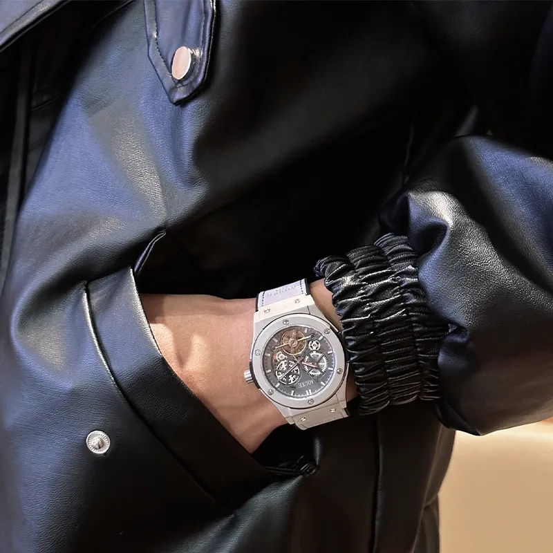 AOUKE Big Explosion Collection Mechanical Movement Silicone Strap Watch Men's Watches Gray Dial-11