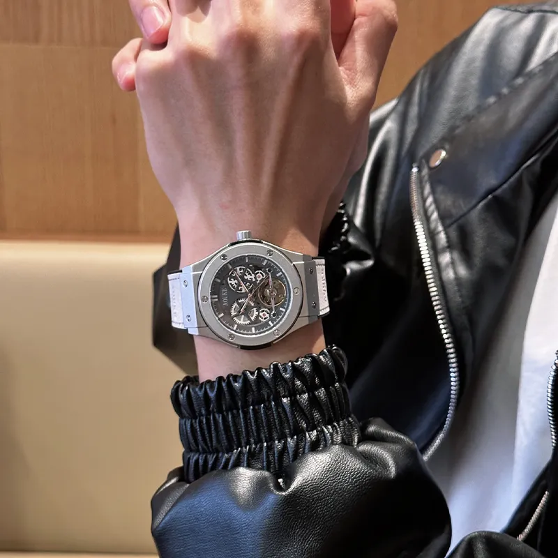 AOUKE Big Explosion Collection Mechanical Movement Silicone Strap Watch Men's Watches Gray Dial-10