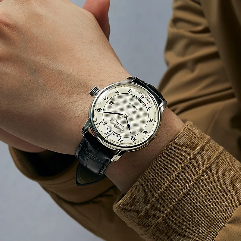 ZEPPELIN Automatic Mechanical Movement Men's Watches Watch Silver Dial Stainless Steel Case Cow Leather Strap-4