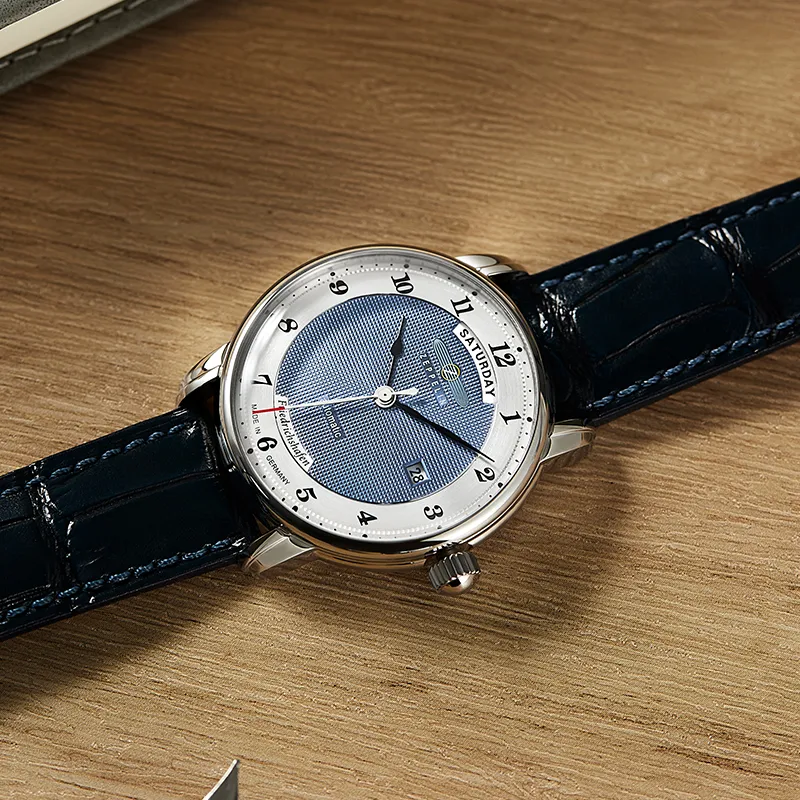 ZEPPELIN Friedrichshafen Collection Automatic Mechanical Movement Men's Watches Watch 40 Blue Dial Cow Leather Strap-4