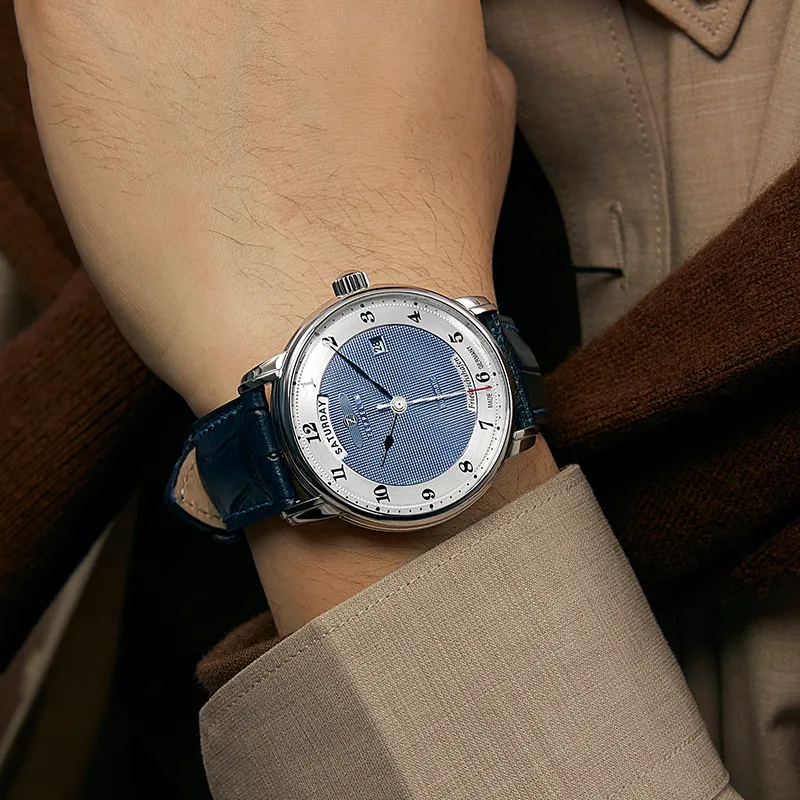 ZEPPELIN Friedrichshafen Collection Automatic Mechanical Movement Men's Watches Watch 40 Blue Dial Cow Leather Strap-2