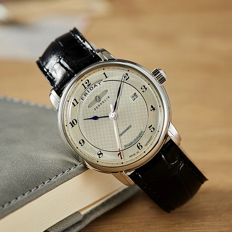 ZEPPELIN Automatic Mechanical Movement Men's Watches Watch Silver Dial Stainless Steel Case Cow Leather Strap-1