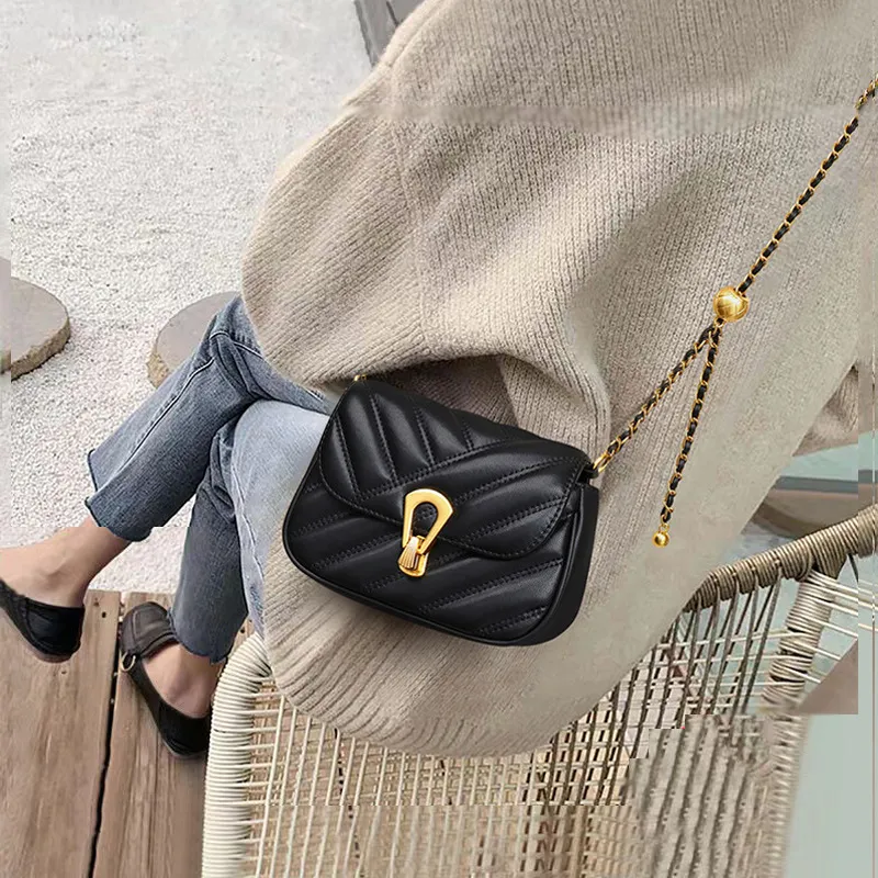 VANDEE Cow Leather With Microfiber Small Square Bag Shoulder Bag Mini Women's Black/White-4