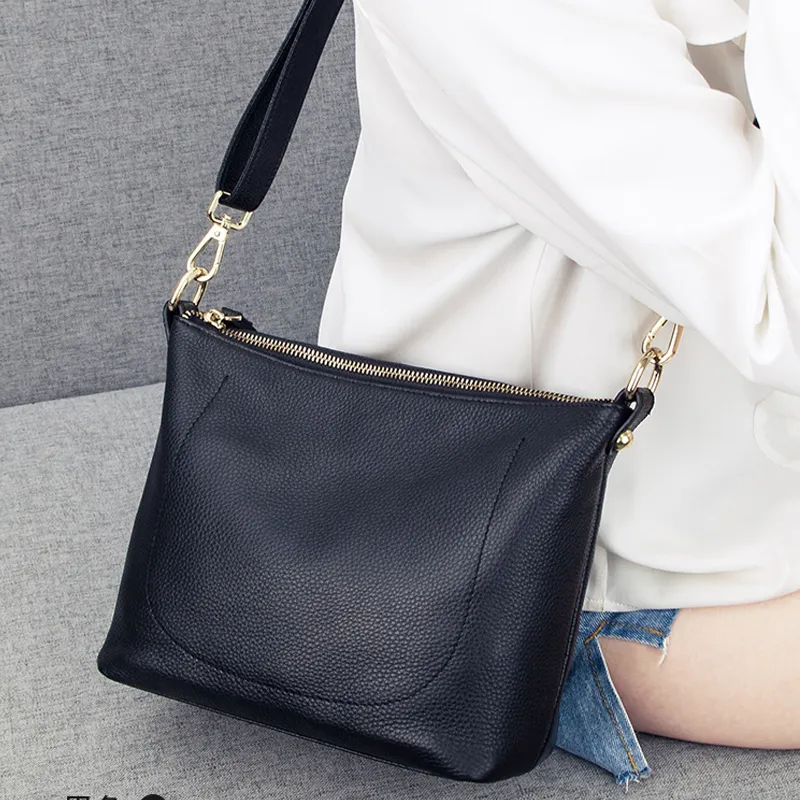 VANDEE Leather Tote Bag Shopping Bag Shoulder Bags Medium Size Women's Black-2