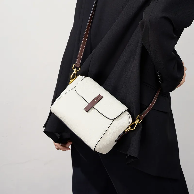 VANDEE Cow Leather Crossbody One Shoulder Dome Bag, Small Square Bag Small Size Women's Multicolor-12