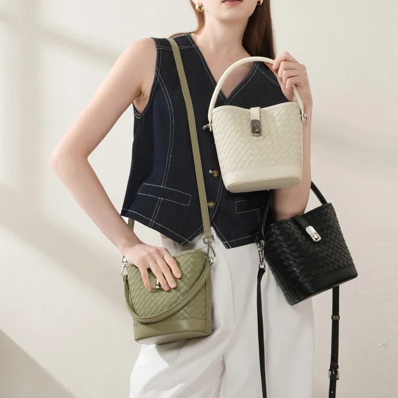 VANDEE Top Grain Sheepskin Bucket Bag, Shoulder Bag, Crossbody Bag, Handbag Women's Multicolor-2