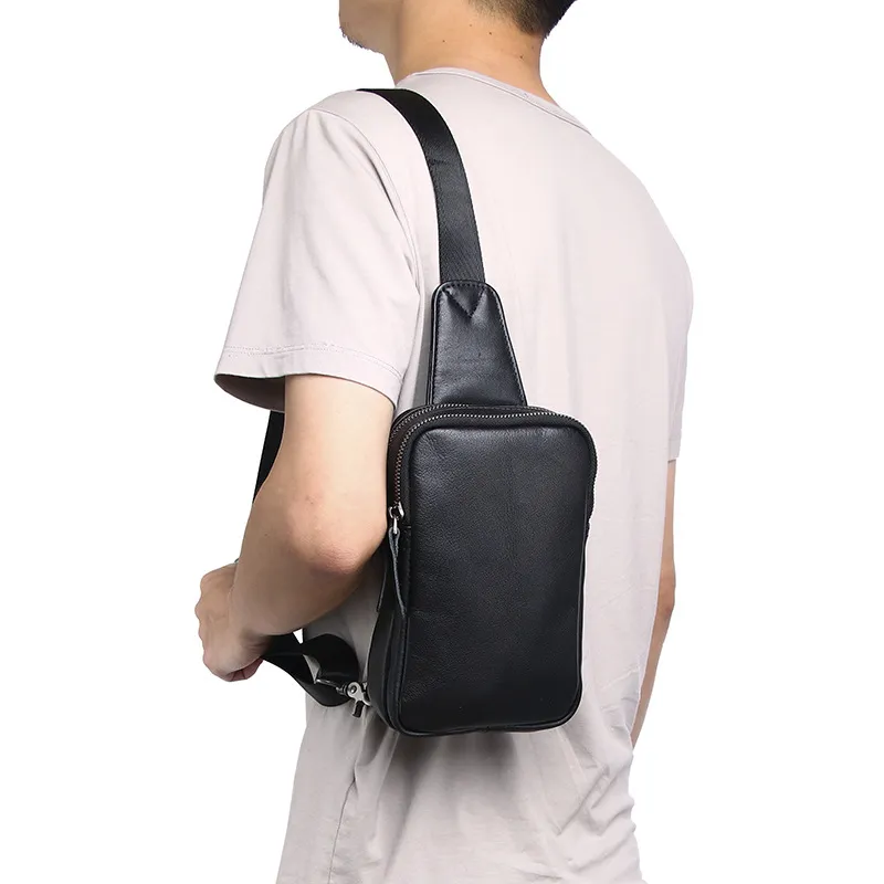 VANDEE Cow Leather Sling Bag Regular Men's Black-2
