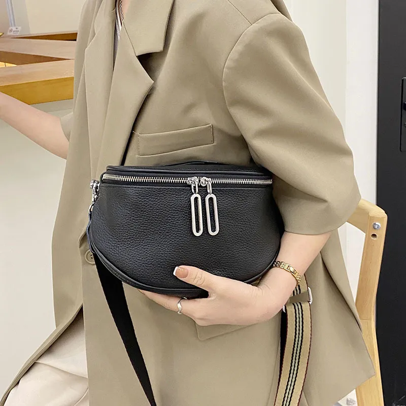 VANDEE Cow Leather Shoulder Bag Crossbody Bag Fanny Pack Regular Women's Black-2