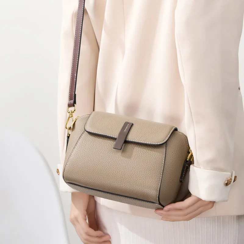 VANDEE Cow Leather Crossbody One Shoulder Dome Bag, Small Square Bag Small Size Women's Multicolor-1